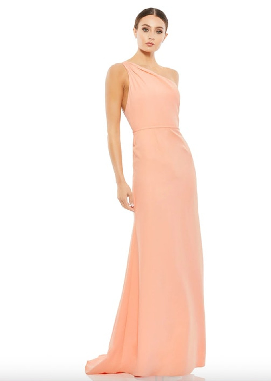 MAC DUGGAL Dress Size 6 Evening Gown Peach NEW One Shoulder Jersey Mermaid
